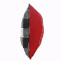 Crimson Red With Black Buffalo Plaid Indoor Outdoor Merry Christmas Embroidered Pillow Corded