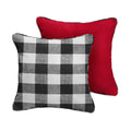 Crimson Red With Black Buffalo Plaid Indoor Outdoor Pillows Set Of 2 Corded