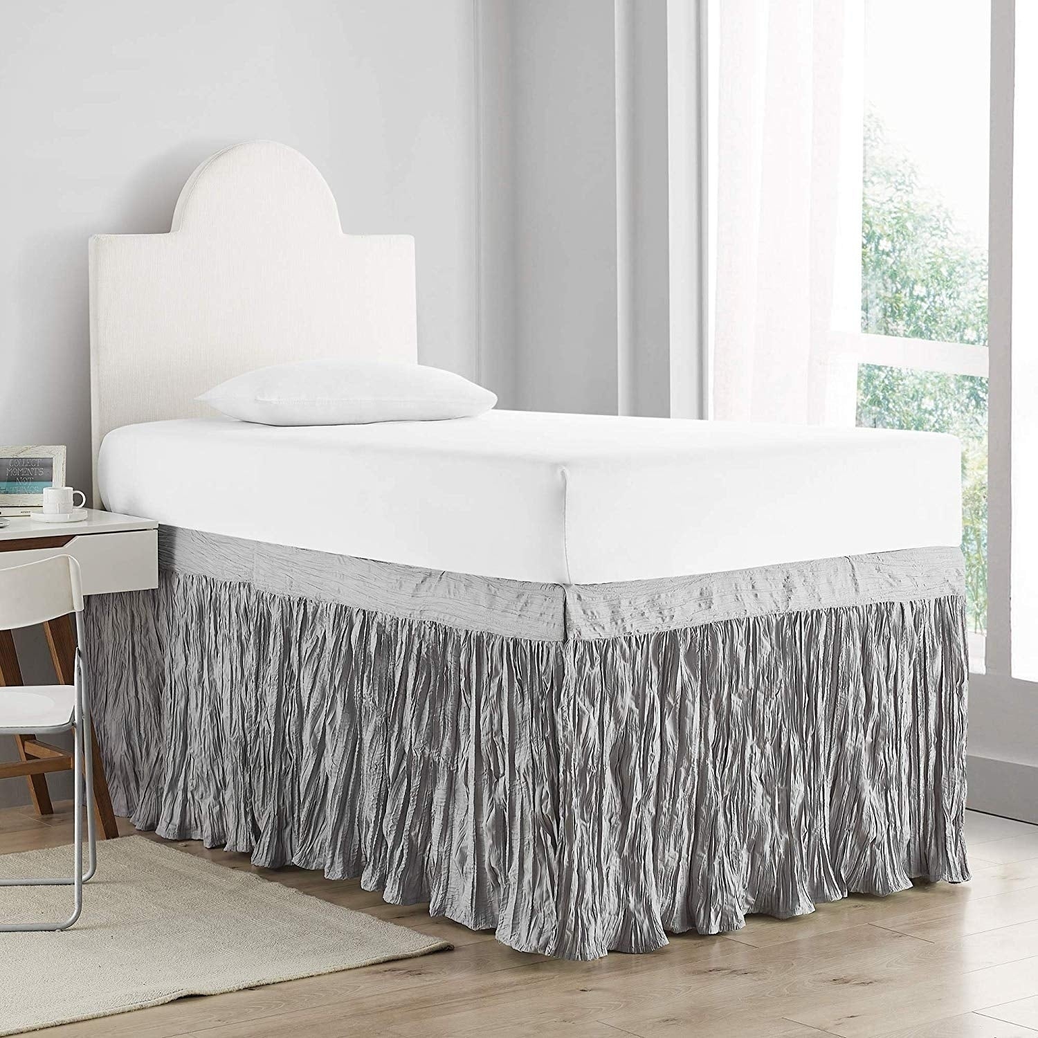 Crinkle Twin Xl 30 Inch Drop 3 Panel Bed Skirt