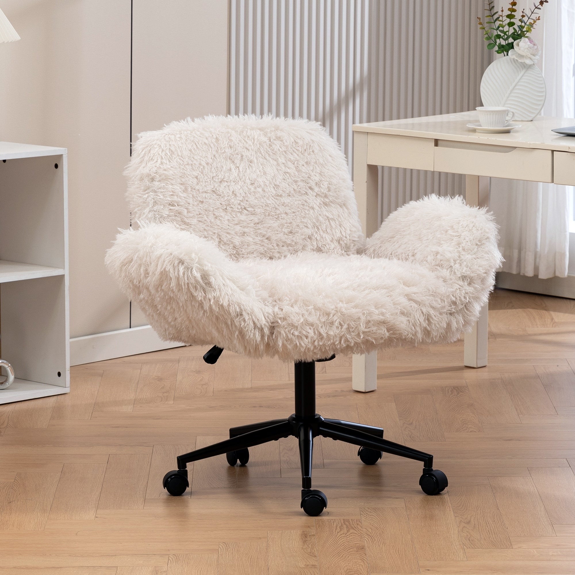 Criss Cross Chair With 5 Gear Adjustable Armrests Wheels Ergonomic Thickened Backrest Swivel Desk Chair For Home Office