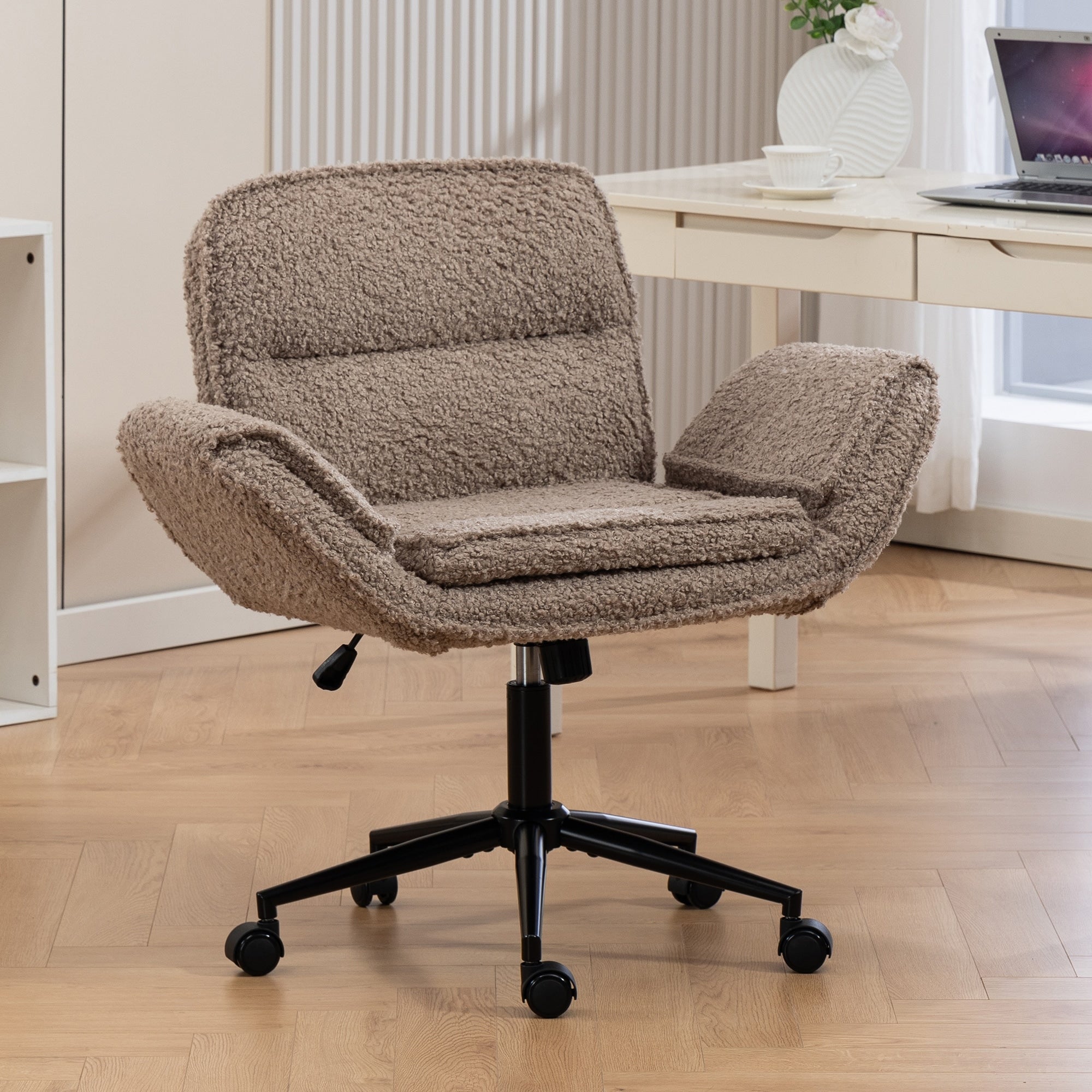 Criss Cross Chair With 5 Gear Adjustable Armrests Wheels Ergonomic Thickened Backrest Swivel Desk Chair For Home Office