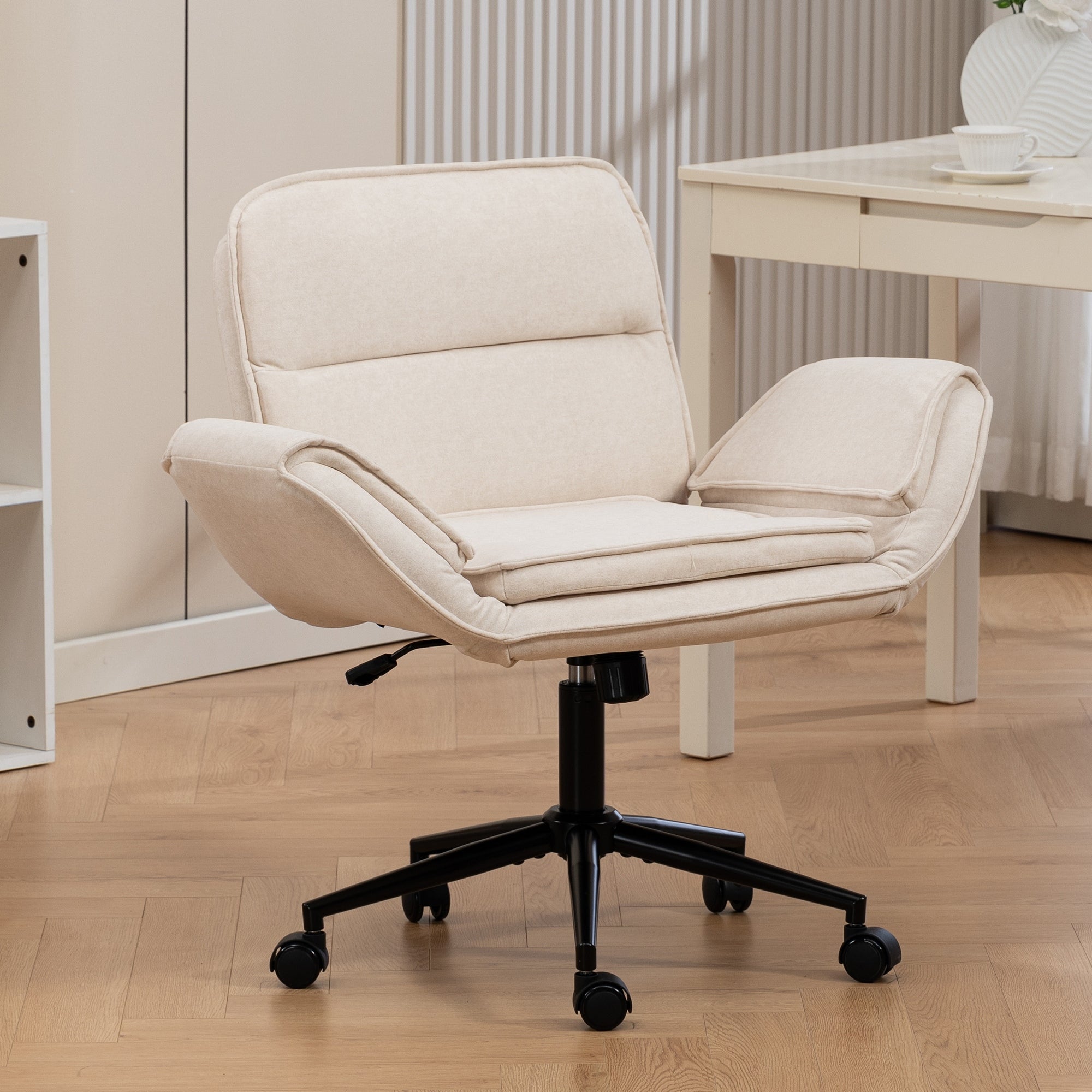Criss Cross Chair With 5 Gear Adjustable Armrests Wheels Ergonomic Thickened Backrest Swivel Desk Chair For Home Office