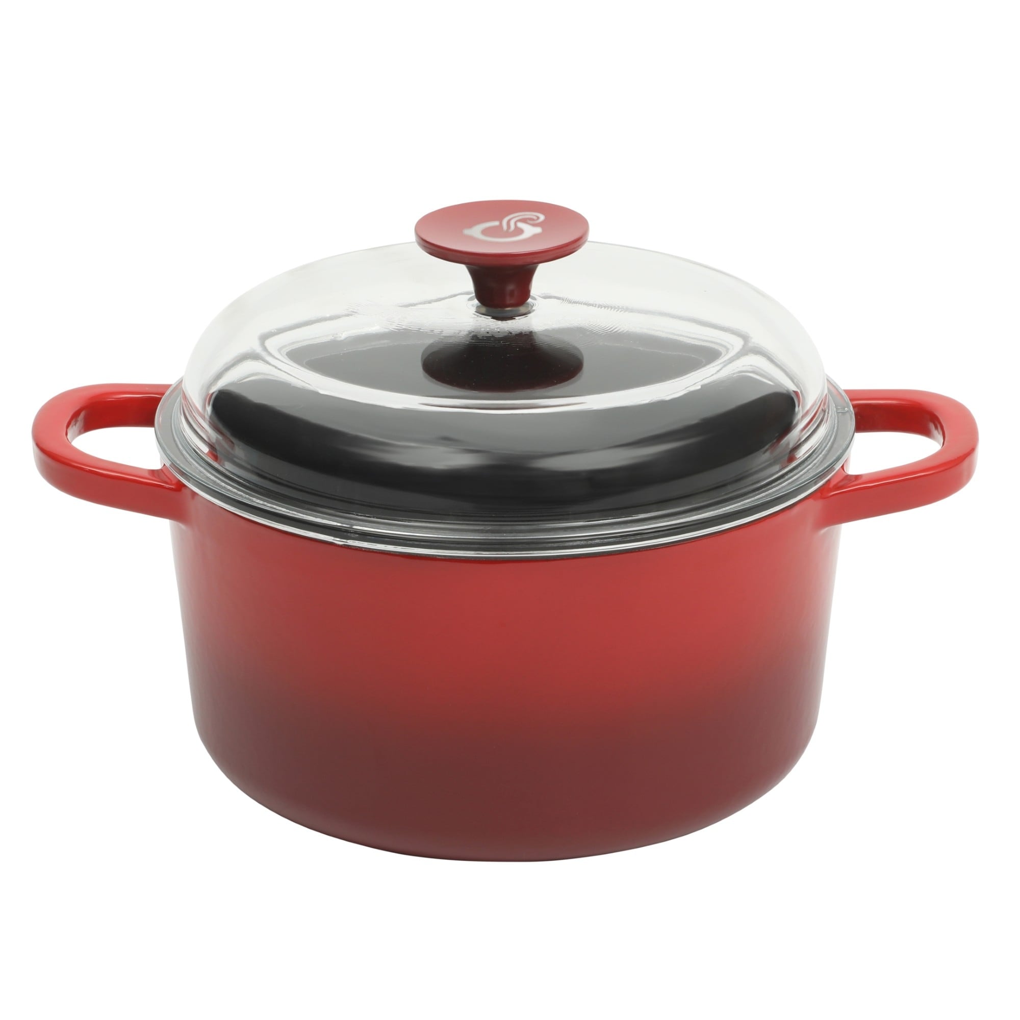 Crock Pot Artisan 3 Quart Round Cast Iron Dutch Oven With Oven Safe Borasilicate Lid Red