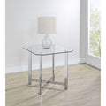 Cronin Square Tempered Glass Top Side End Table Chrome