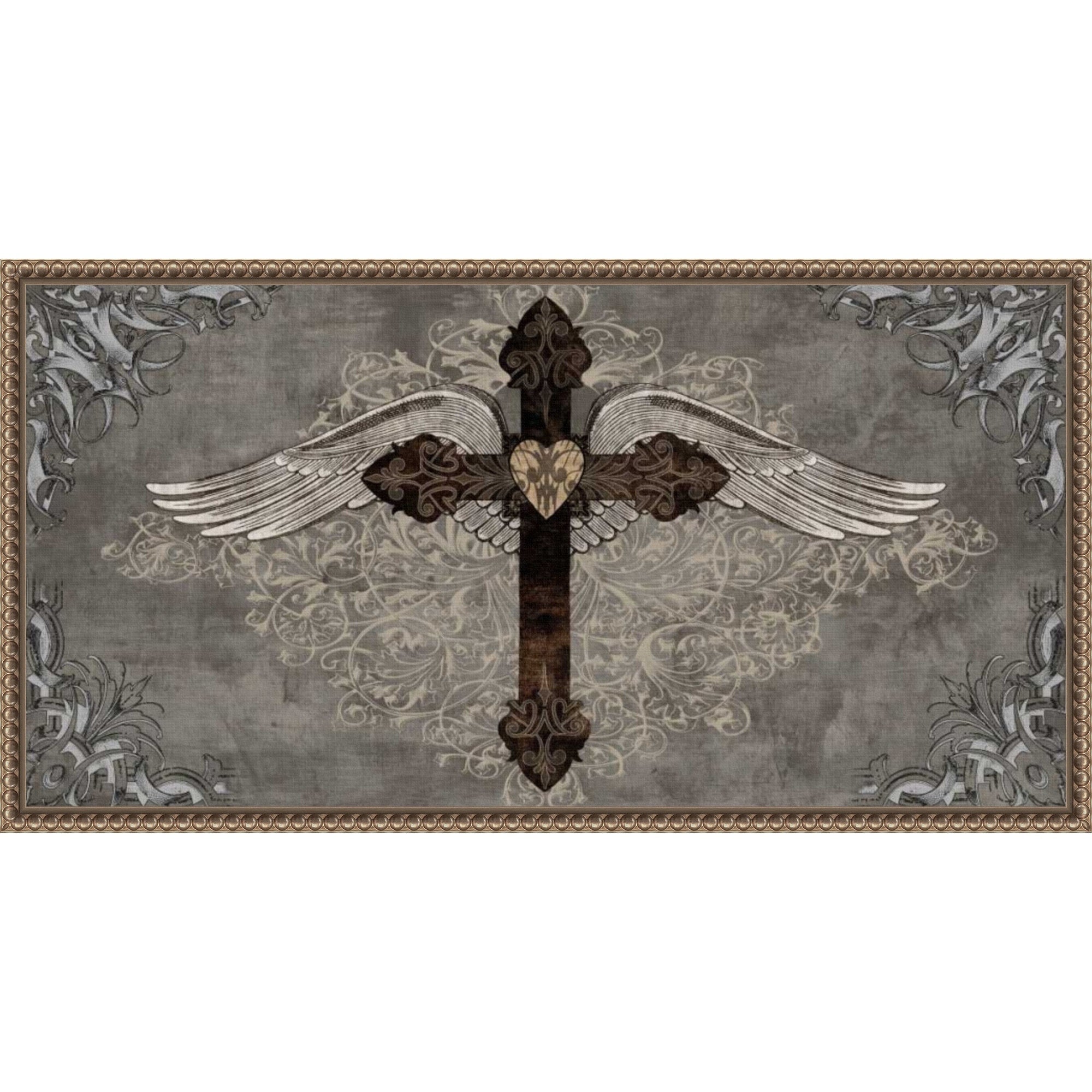 Cross With Wings By Brandon Glover Framed Canvas Wall Art Print