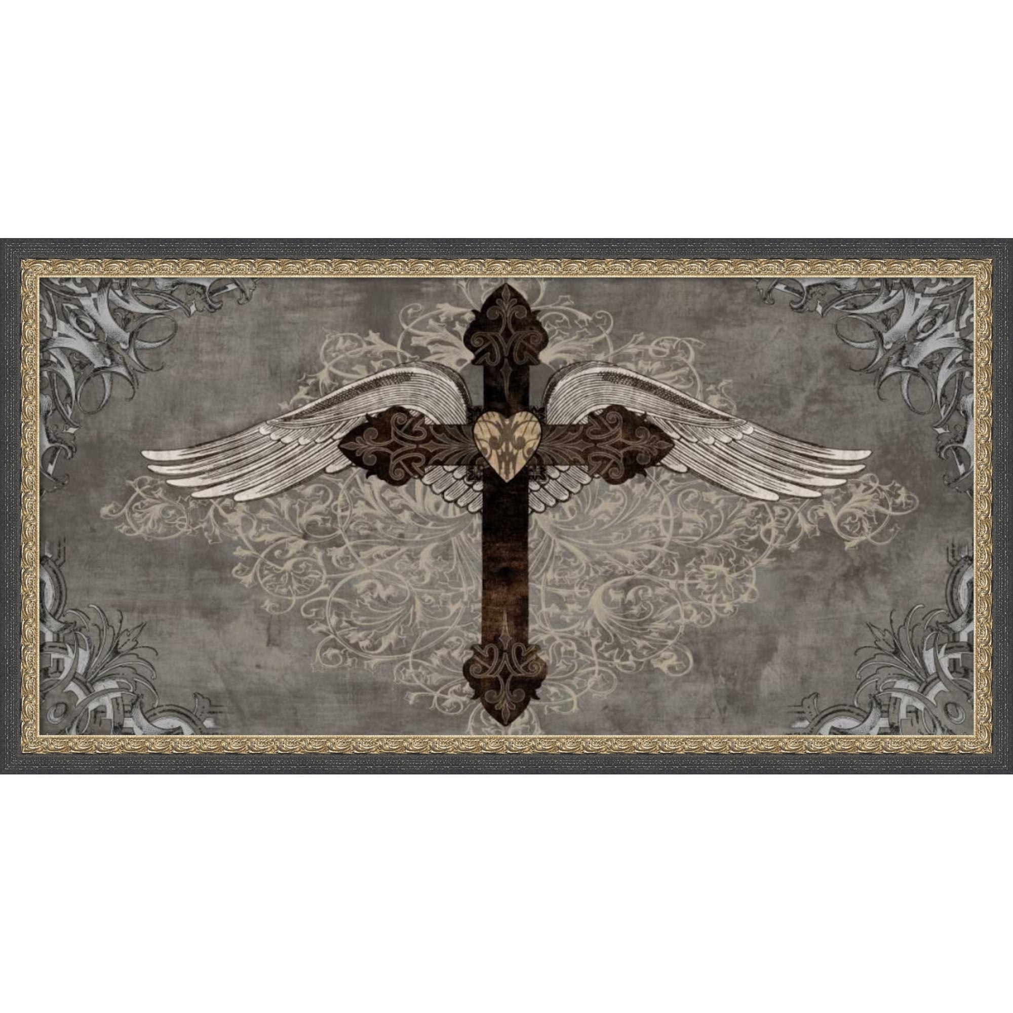 Cross With Wings By Brandon Glover Framed Mounted Canvas Wall Art Print