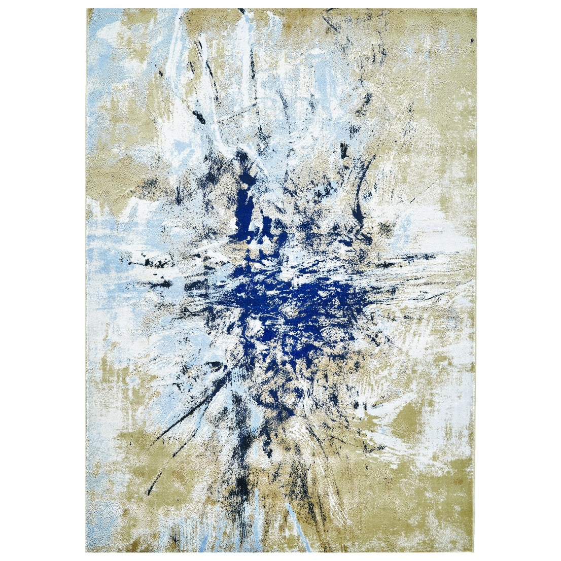 Grand Bazaar Crowford Gold Blue Wool Rug 104 X 136