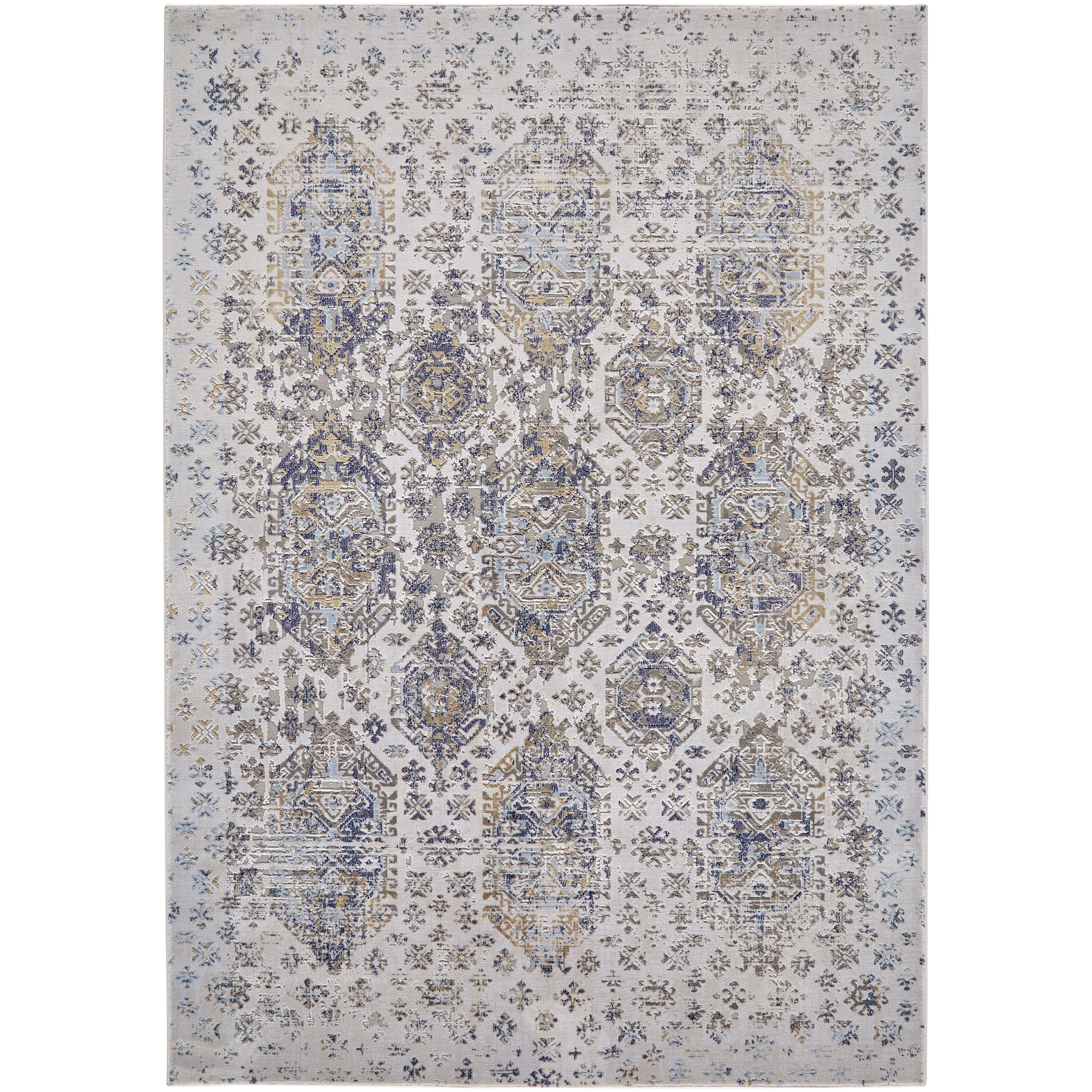 Grand Bazaar Crowford White Gray Wool Rug 18 X 210