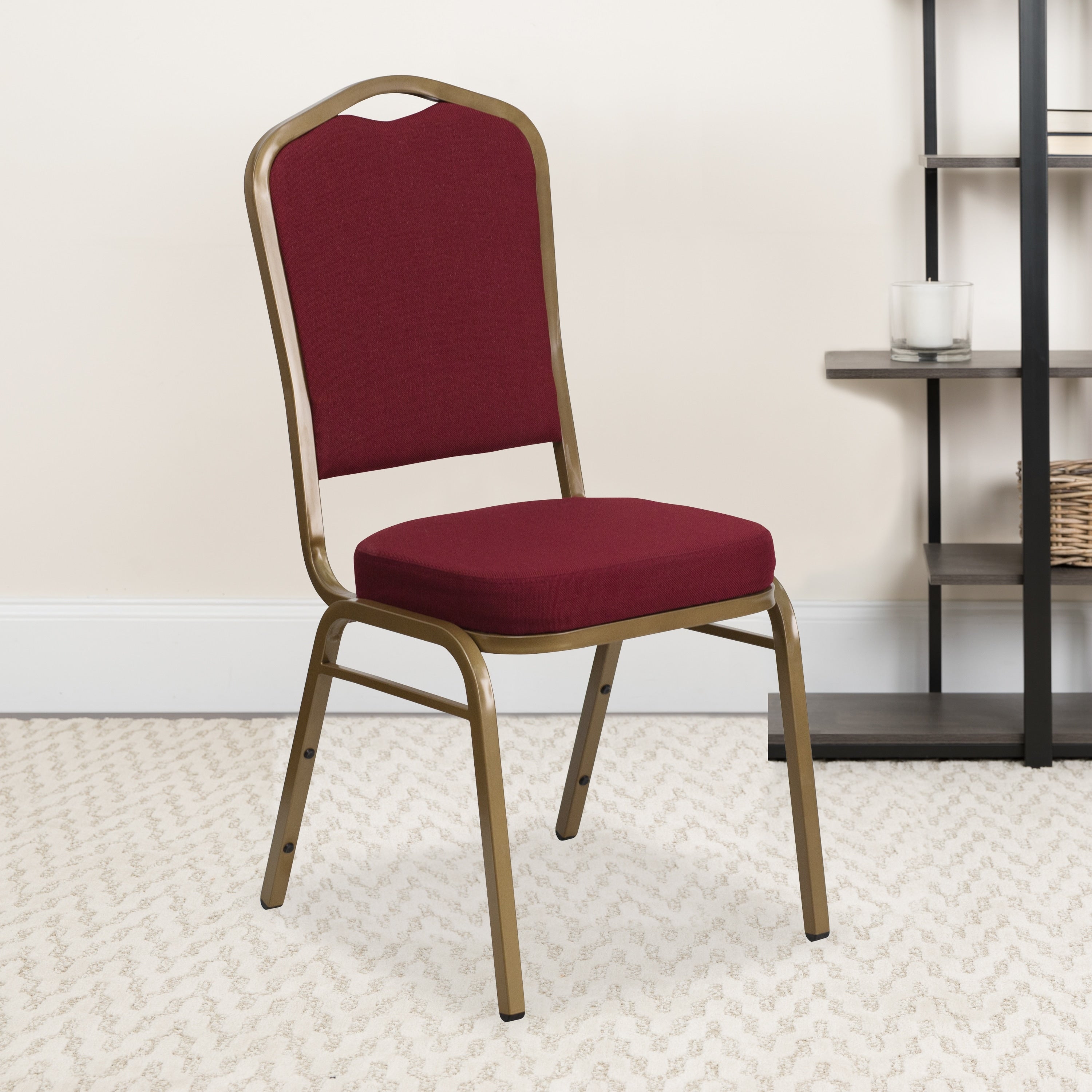 Crown Back Stacking Banquet Chair Gold Frame