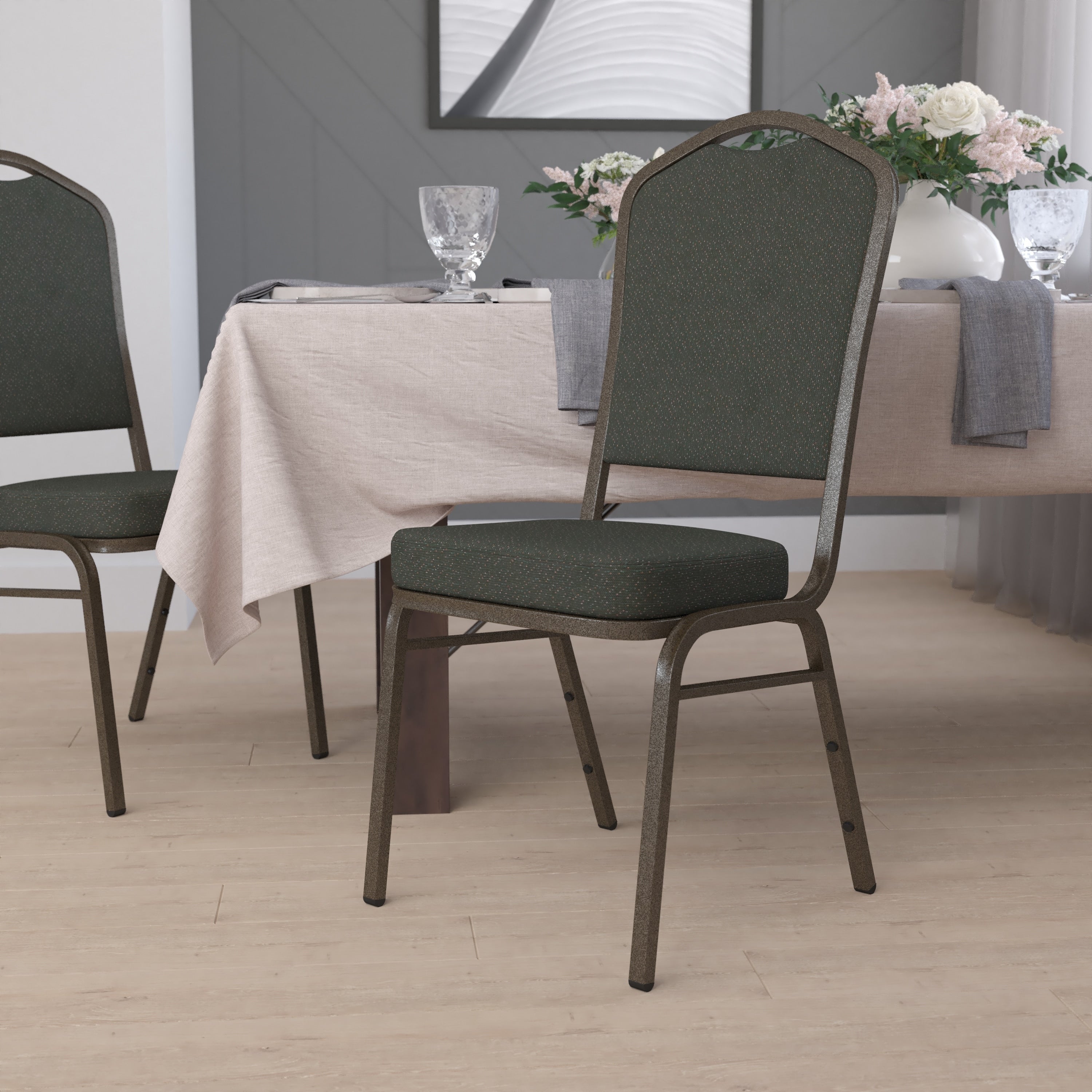 Hercules Series Green Crown Back Stacking Banquet Chair