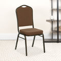 Hercules Series Crown Back Stacking Banquet Chair With Coffee Fabric And 2.5 Inch Thick Seat And Gold Vein Frame