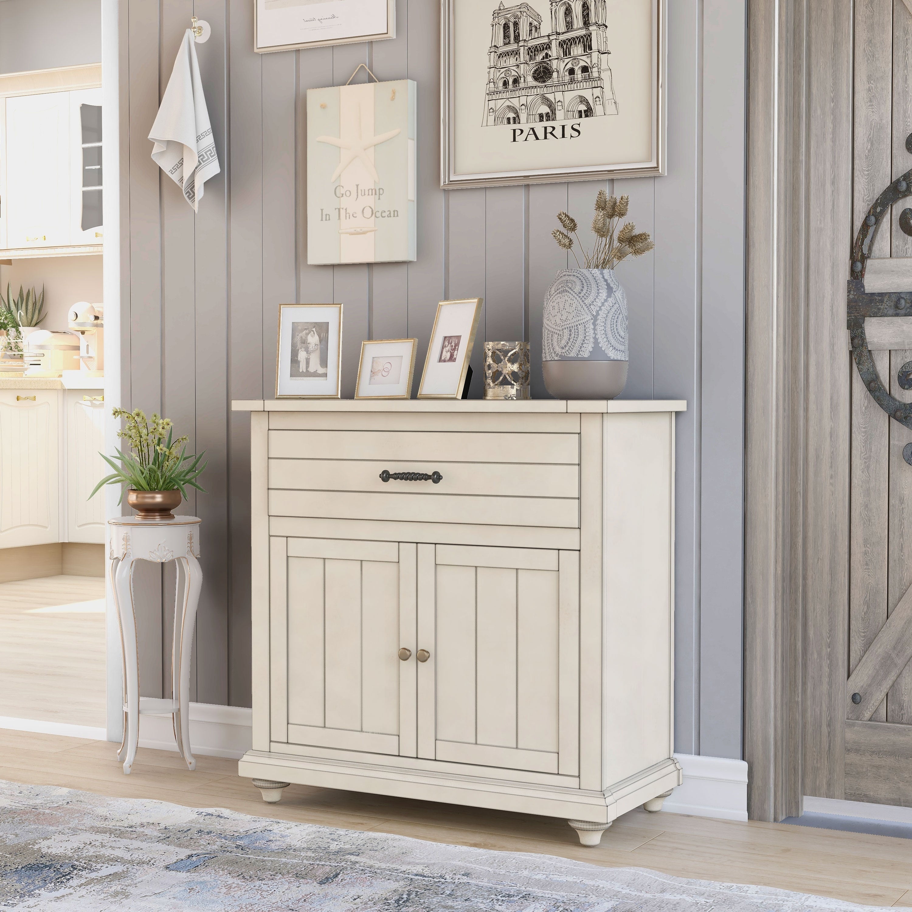 Furniture Of America Cruize Transitional Antique White Hallway Cabinet
