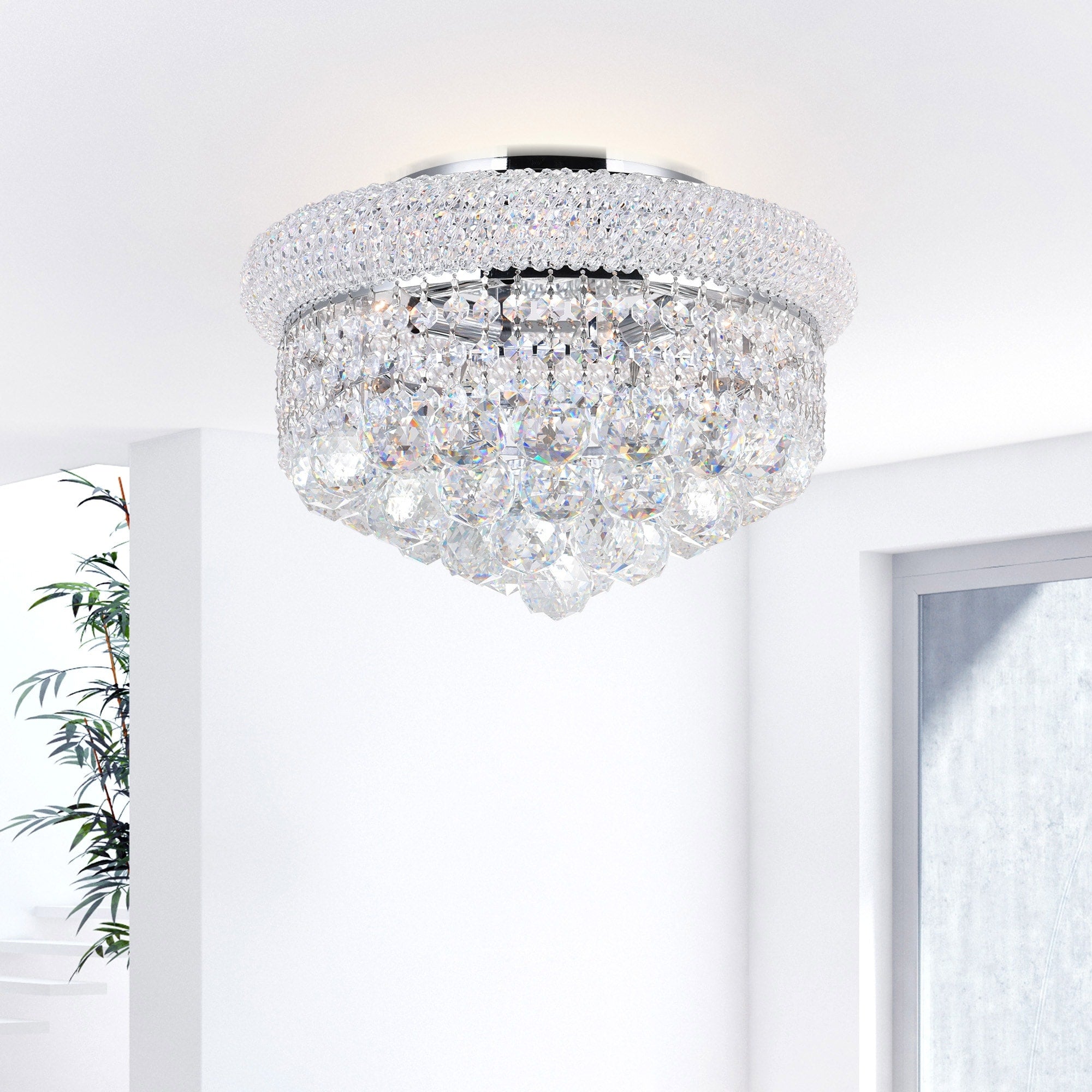 3 Light Flush Mount With Chrome Finish