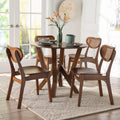 Crystal 5 Piece Dining Set Mid Century Modern Round Table And Chair Set For Dining Room Kitchen Apartment