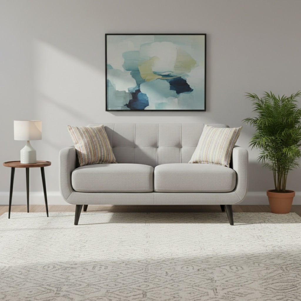 Crystal Gray Mid Century Loveseat