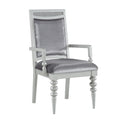 Crystal Inlaid Fabric Upholstered Wooden Arm Chair Set Of 2 Silver