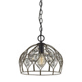 Crystal Web Bronze Metal And Crystal 1 Light Pendant Light