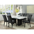 Gracewood Hollow Mhlanga White Marble Rectangle 7 Piece Dining Set