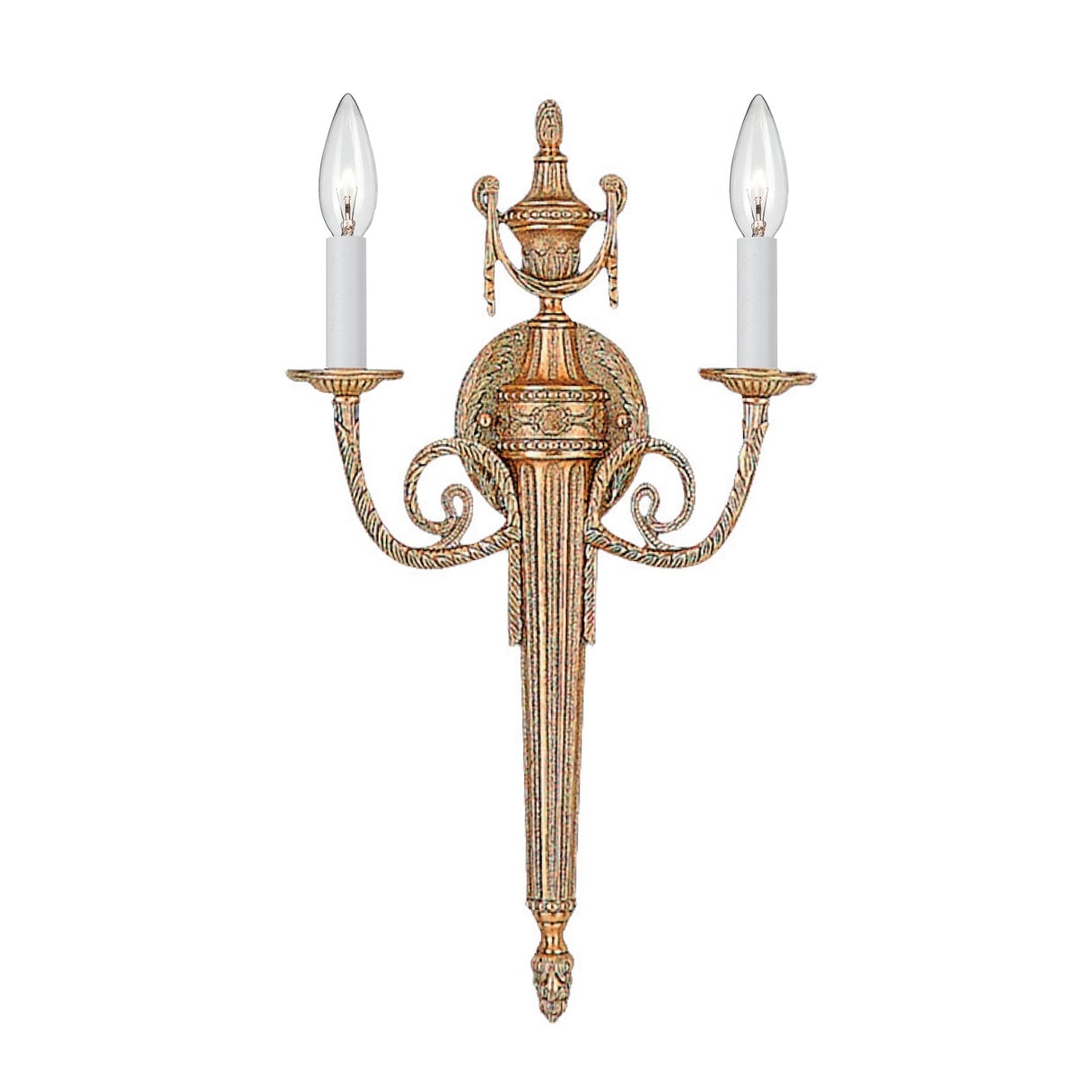 Crystorama Traditional 2 Light Matte Brass Wall Sconce