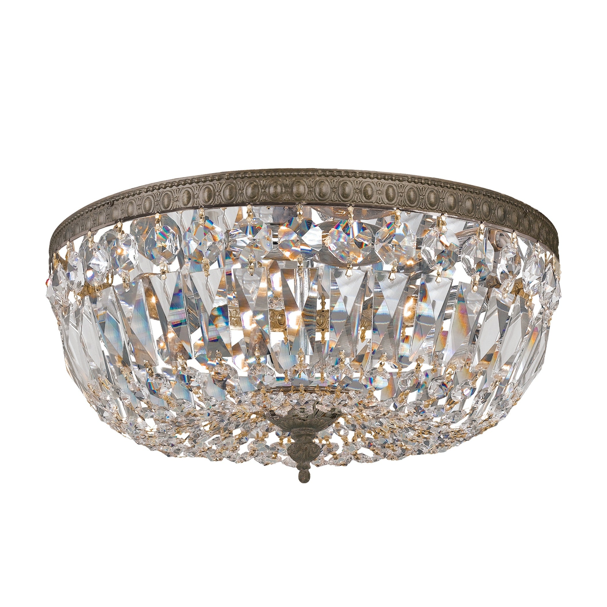 Crystorama Ceiling Mount Collection 3 Light English Bronze Swarovski Elements Spectra Crystal Flush