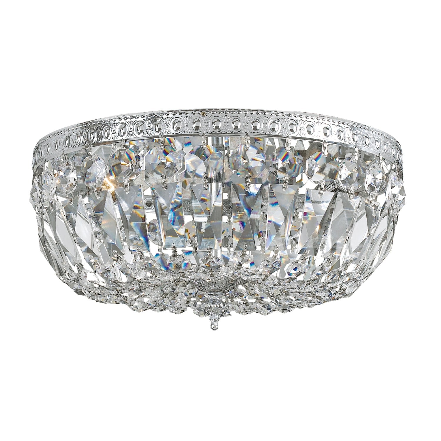 Crystorama Traditional 3 Light Clear Crystal Chrome Flush Mount