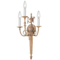 Crystorama Traditional 3 Light Matte Brass Wall Sconce