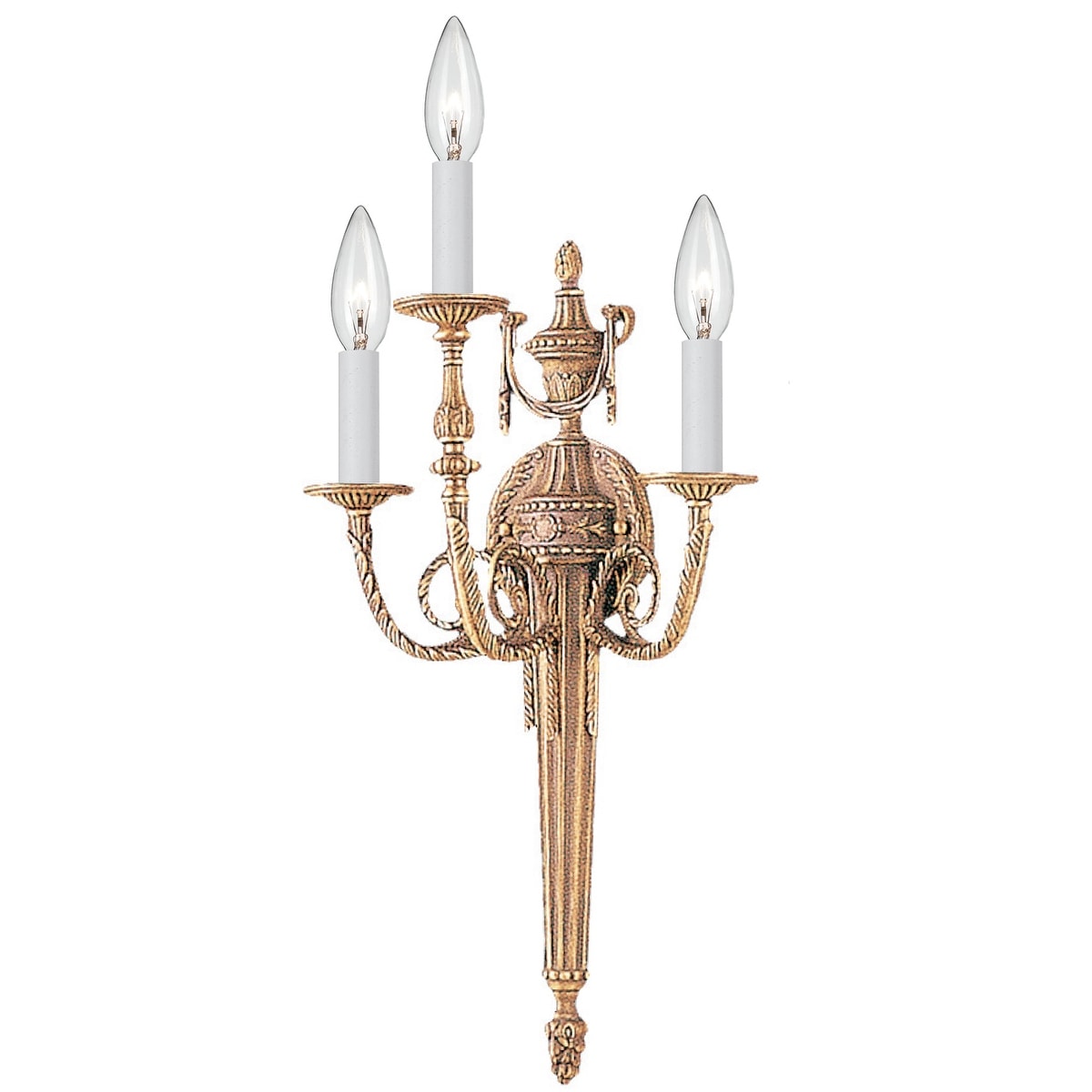 Crystorama Traditional 3 Light Matte Brass Wall Sconce