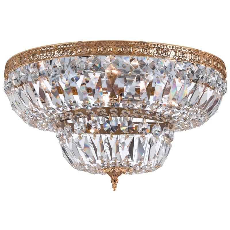 Crystorama Ceiling Mount Collection 4 Light Olde Brass Crystal Flush Mount