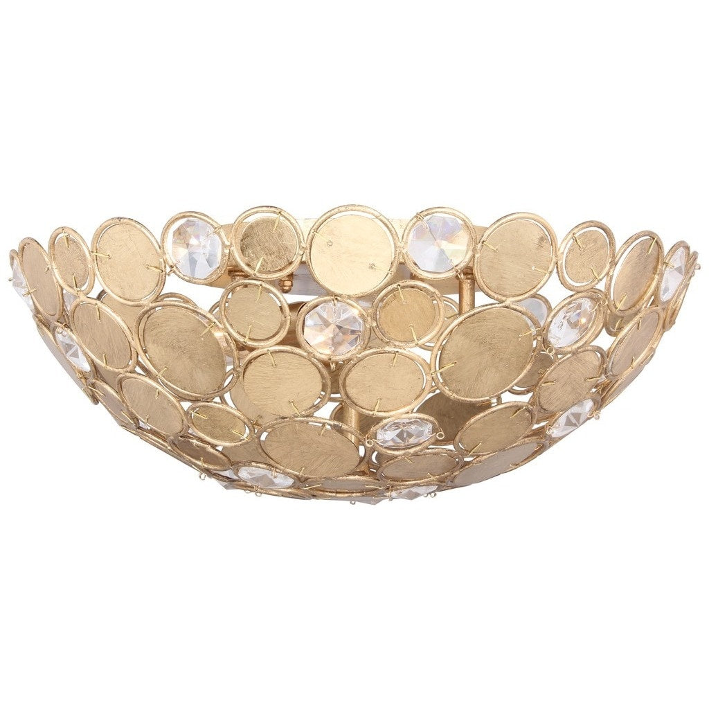 Bella 3 Light Antique Gold Flush Mount