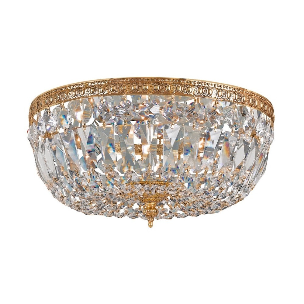 Crystorama Ceiling Mount Collection 3 Light Olde Brass Swarovski Elements Spectra Crystal Flush Mount
