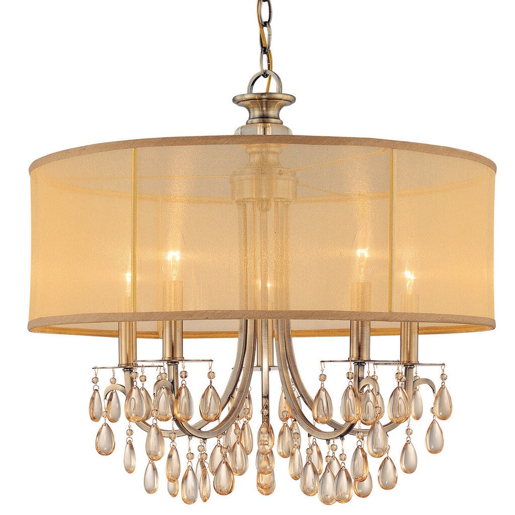 Crystorama Hampton Collection 5 Light Antique Brass Chandelier