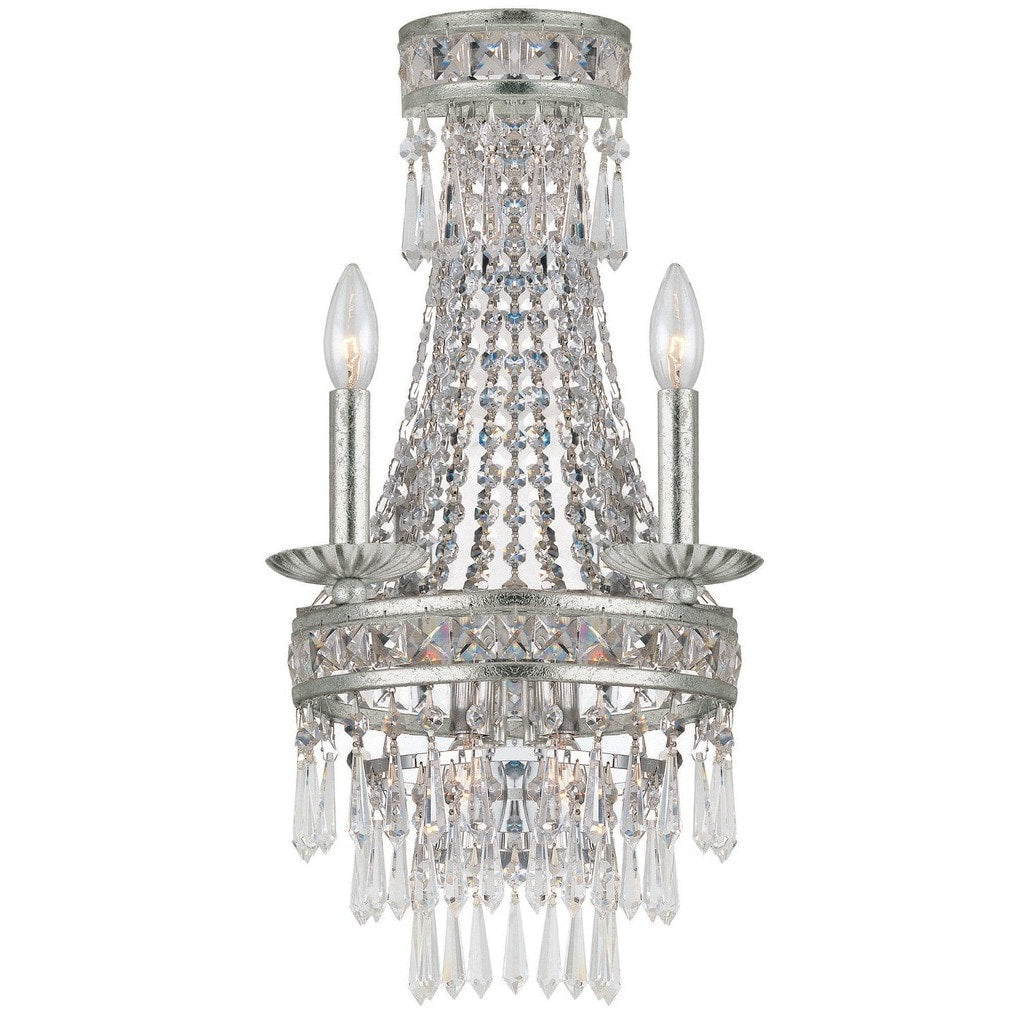 Crystorama Mercer Collection 2 Light Olde Silver Wall Sconce