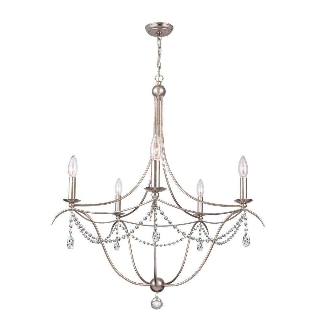 Crystorama Metro Collection 5 Light Antique Silver Chandelier