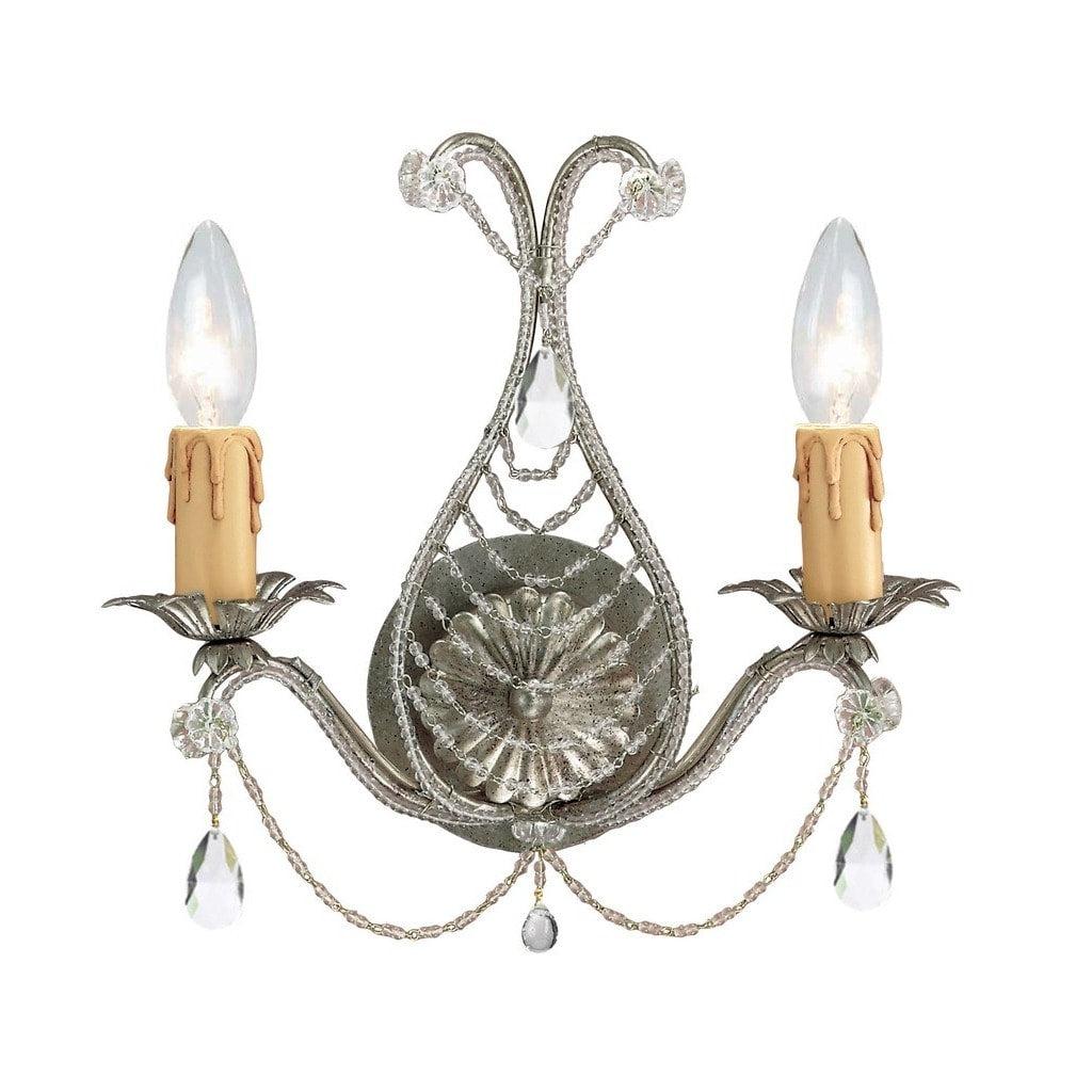 Crystorama Paris Market Collection 2 Light Silver Leaf Wall Sconce