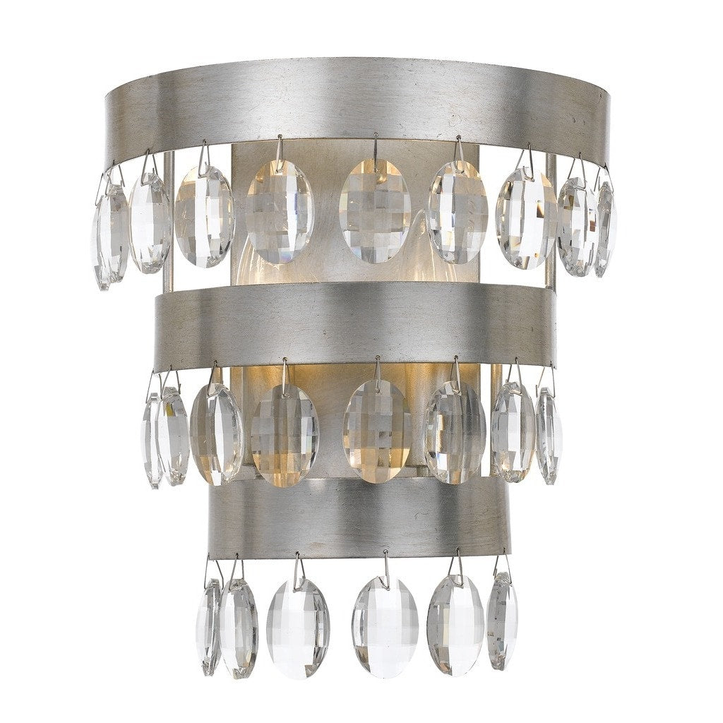Crystorama Perla Collection 2 Light Antique Silver Wall Sconce