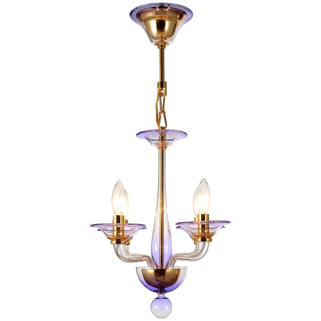 Stella 4 Light Gold Amethyst Glass Mini Chandelier
