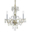Crystorama Traditional 3 Light Brass Crystal Mini Chandelier