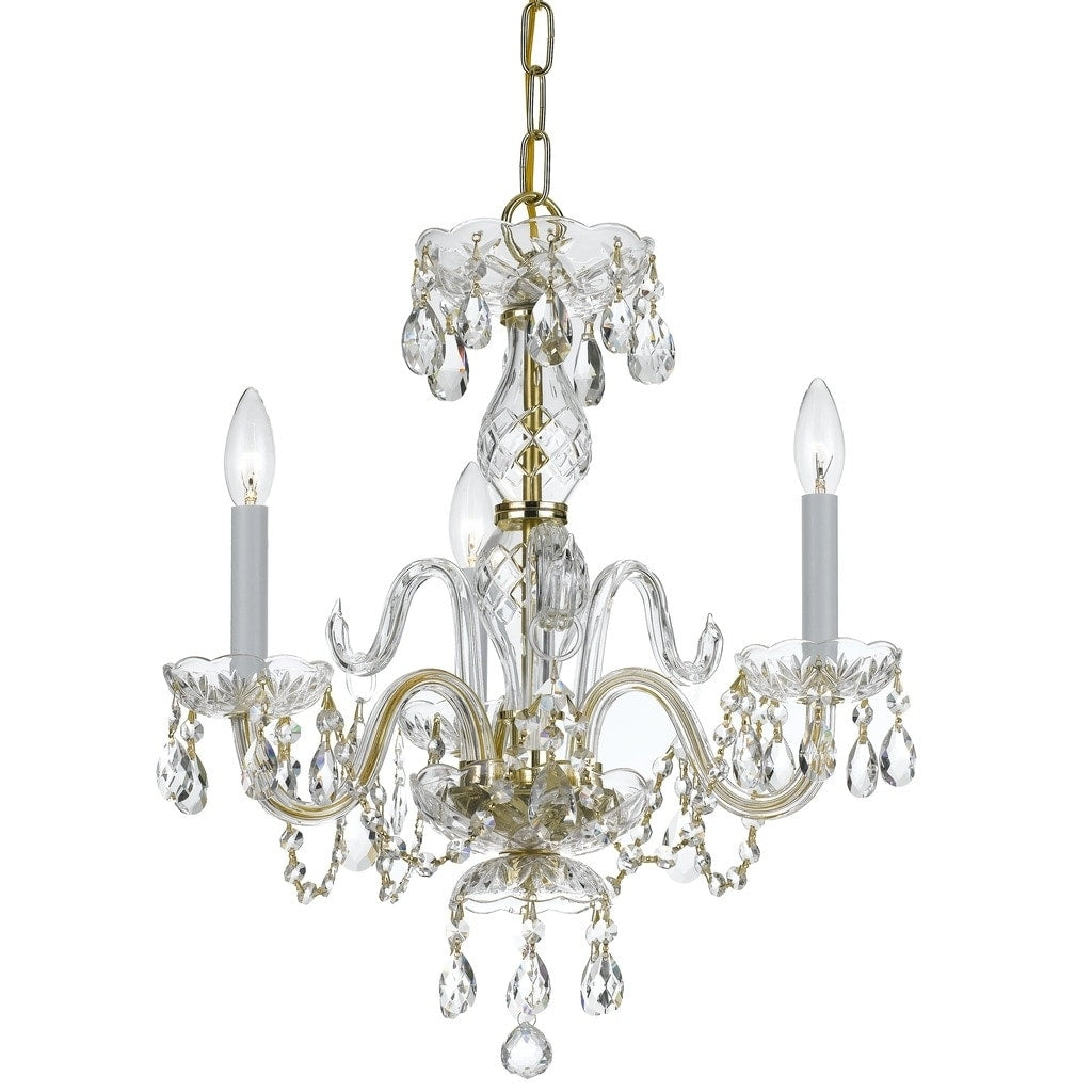 Crystorama Traditional 3 Light Brass Crystal Mini Chandelier