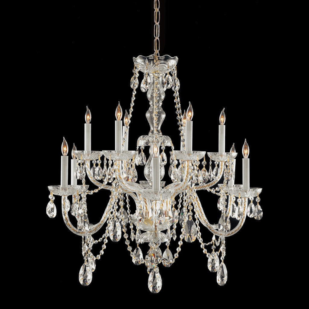 Crystorama Traditional Crystal Collection 12 Light Polished Brass Italian Crystal Chandelier