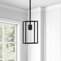 Cuadro Square Framed Pendant In Blackened Bronze