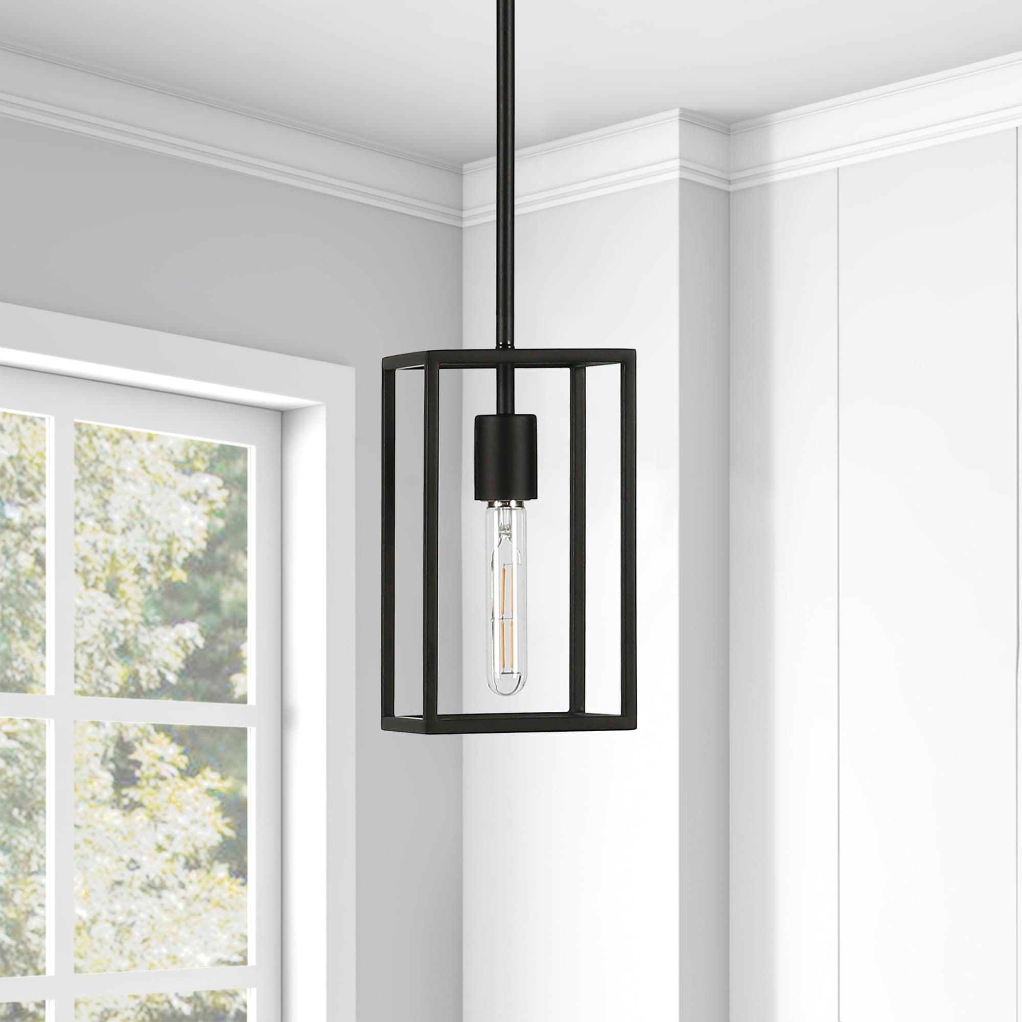 Cuadro Square Framed Pendant In Blackened Bronze