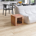 Cube Shape Rosewood Side Table With Cutout Bottom Brown