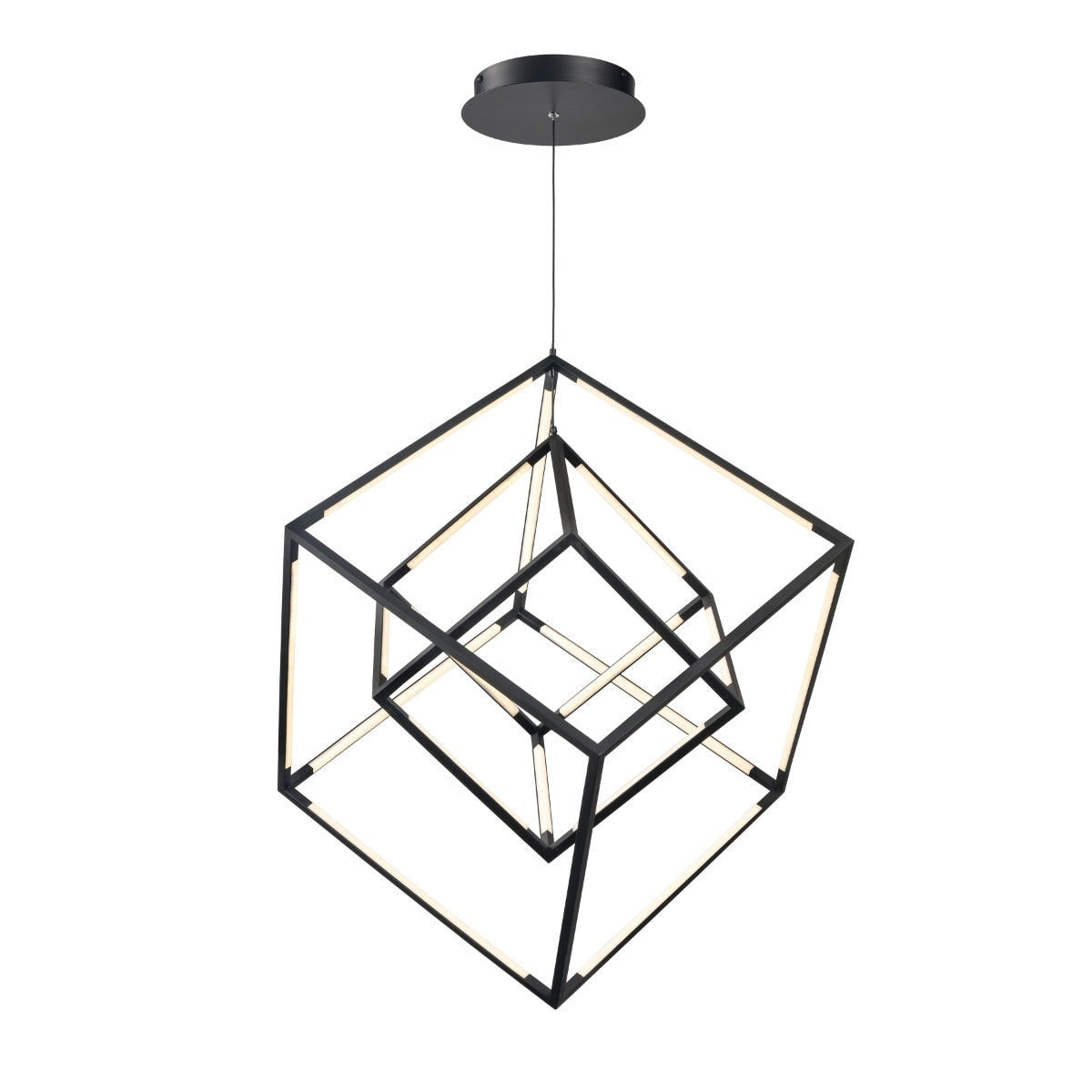 Cube Squared 17.75 Inch Wide Integrated Led Chandelier In Matte Black In Includes Led Bulb 17.75In W X 17.75In D X 30.5In H