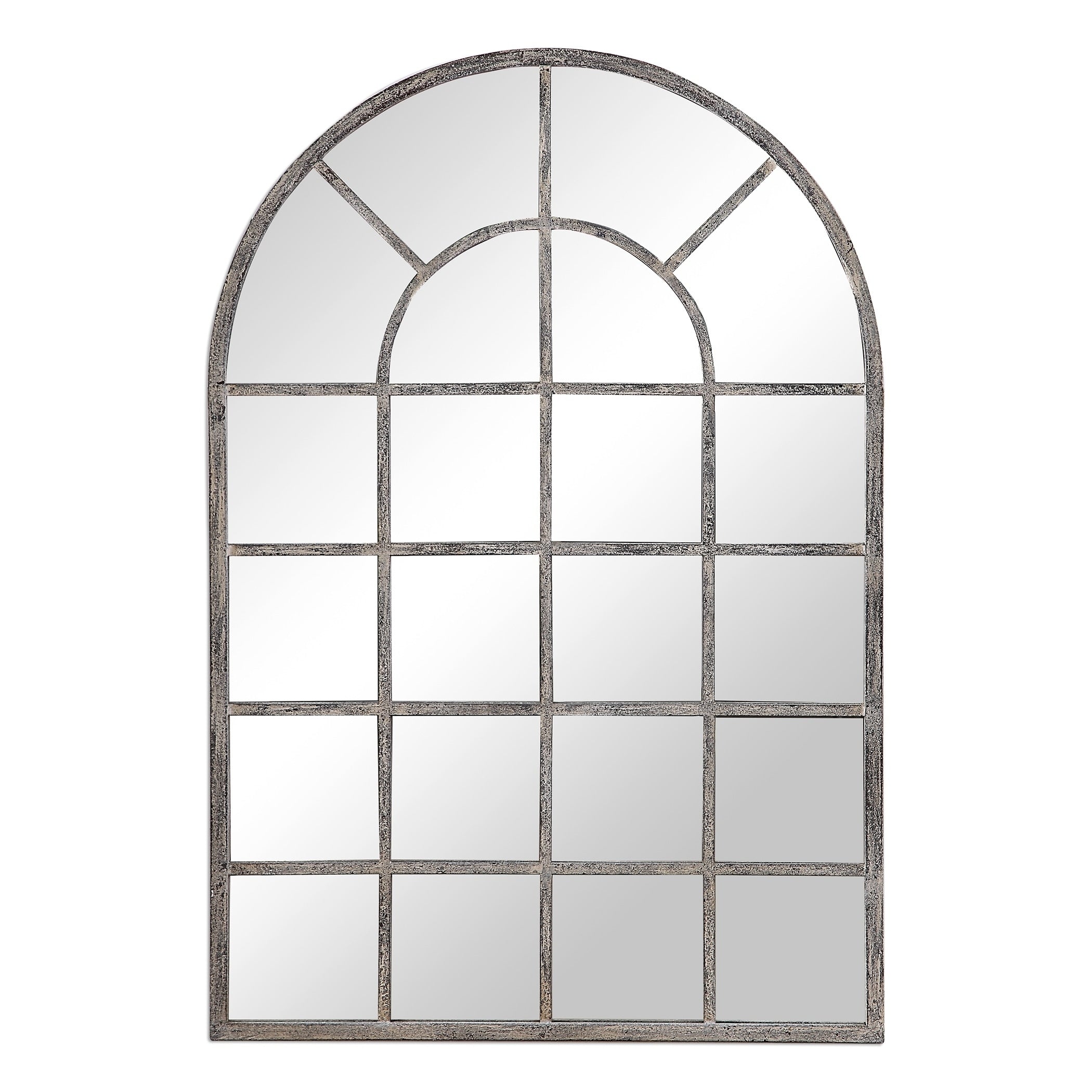 The Gray Barn Wilset Antique Rustic Grey Arched Wall Mirror 30X44X1.25