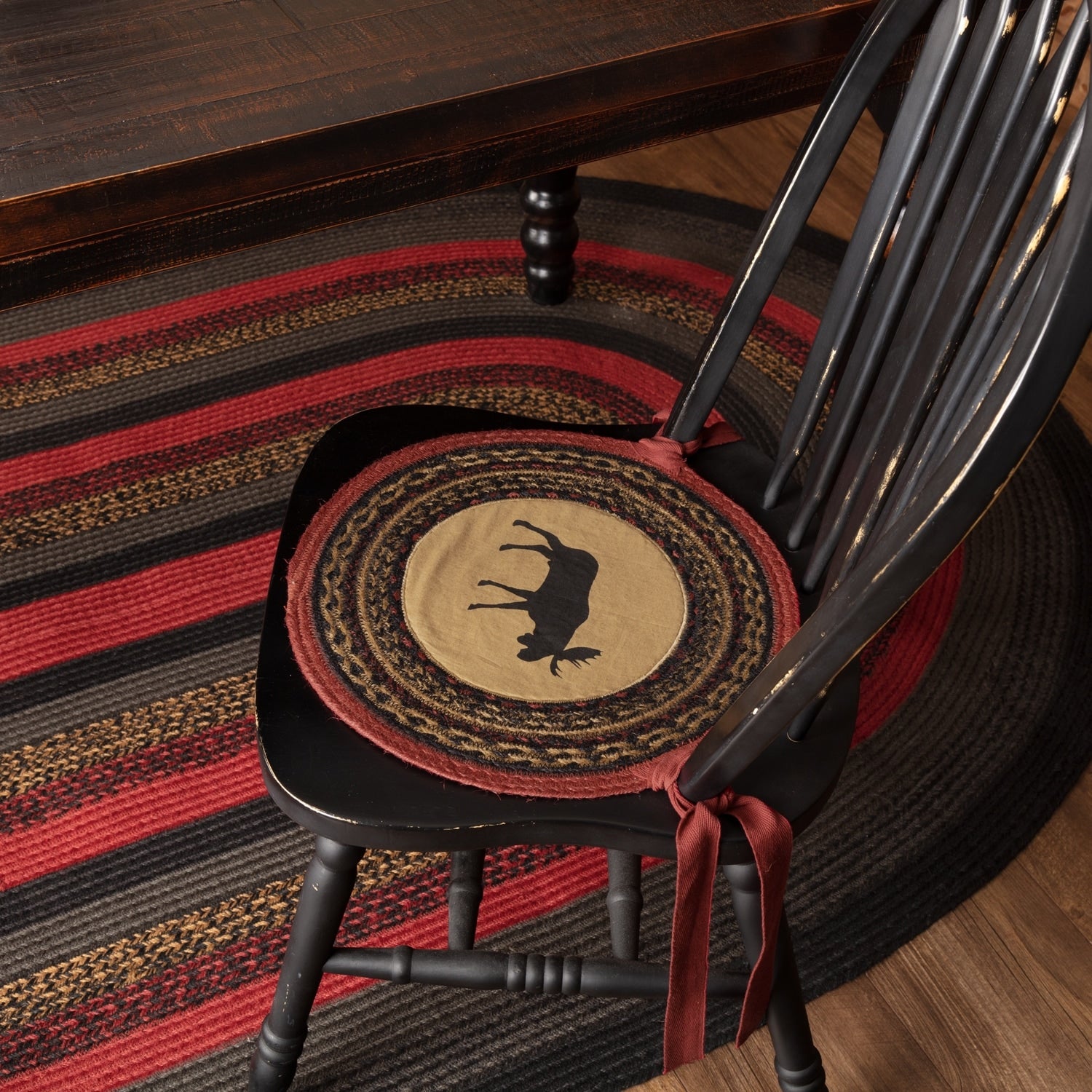 Vhc Brands Tan Multicolored Jute Cabin Moose Chair Pad Set Of 6