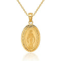 Curata 14K Yellow Gold Solid Satin Polished Miraculous Medal Pendant Necklace Measures 16X11Mm Jewelry Gifts For Women