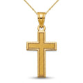 Curata 14K Yellow Gold Polished Small Satin Cross Pendant