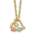 Curata 14K Yellow Gold Polished Diamond And Peridot Pendant