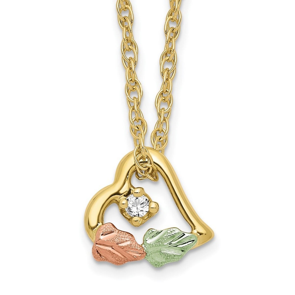 Curata 14K Yellow Gold Polished Diamond And Peridot Pendant