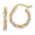 Curata 10K Tri Color Polished 2.5Mm Twisted Hoop Earrings Jewelry Gifts For Women